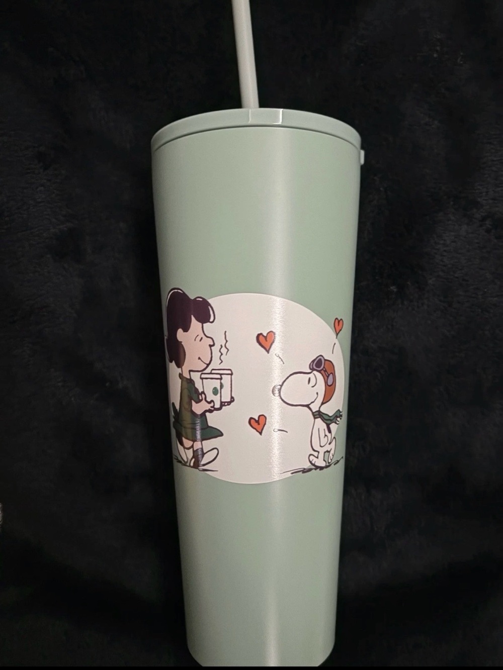 LIMITED EDITION Starbucks Peanuts Snoopy & Sage Green Reusable Tumbler w/ Straw